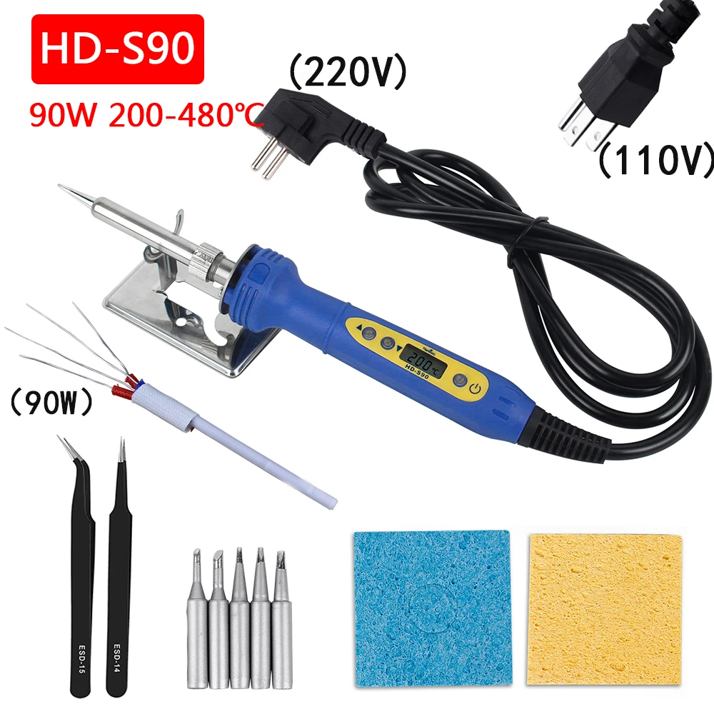 90 Вт HD-S90 220 В 110 Электрический паяльник с функцией сна LCD цифровой новой