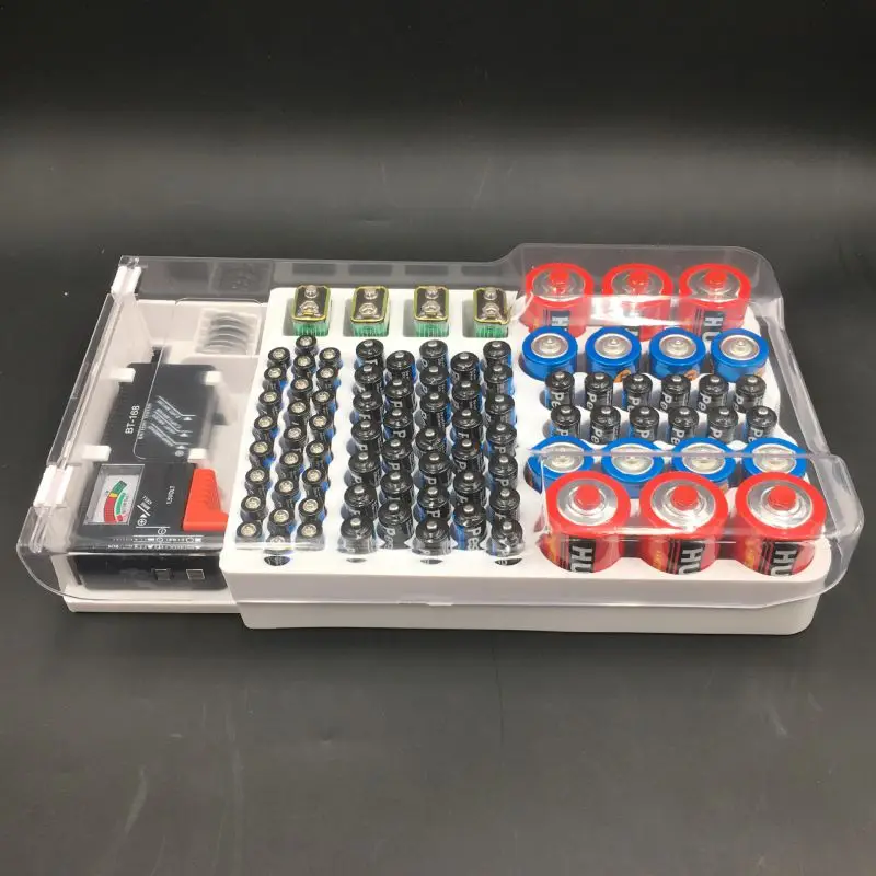 

Battery Organizer Storage Box With Digital Battery Tester Battery Storage Case For AAA,AA, 9V