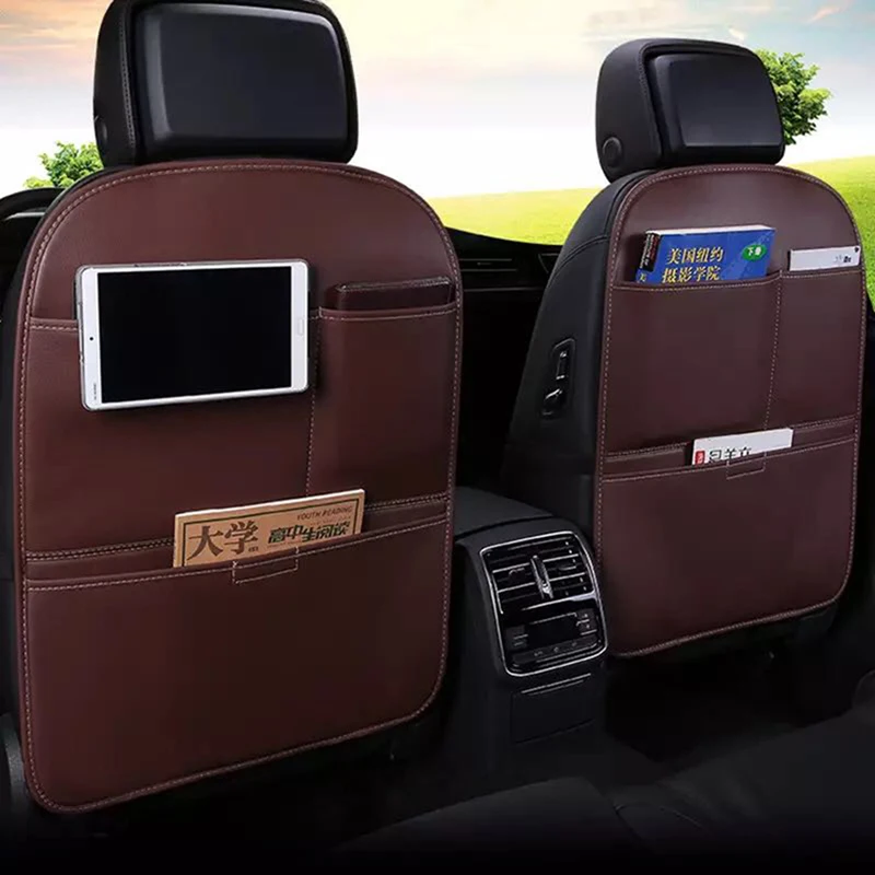 

1 Pcs PU Leather Anti-kicking Pad Car Seat Backrest Protection Cover Anti-fouling Pad Storage Bag IPad Bracket Car Accessories