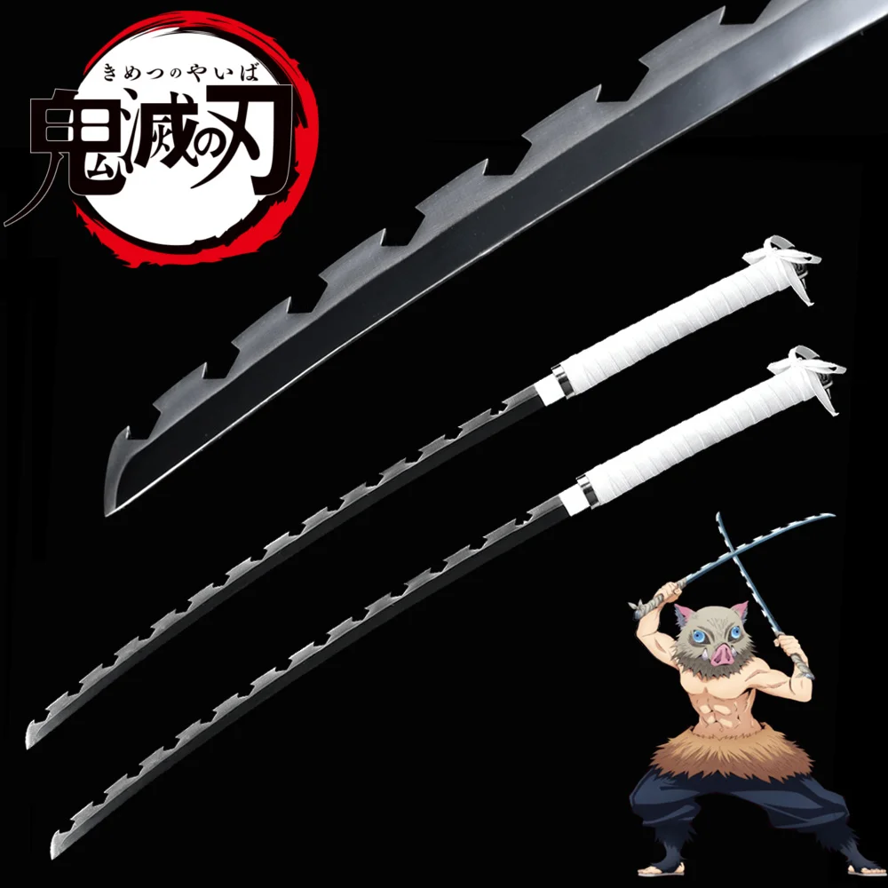 

Anime Demon Slayer: Kimetsu No Yaiba Hashibira Inosuke Weapon Cosplay Props-Free Shipping Japanese Katanas-Real Steel-Single