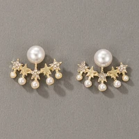 docona new fashion artificial pearl stud earrings charming rhinestone star earring for women grils jewelry gift accessory 18148