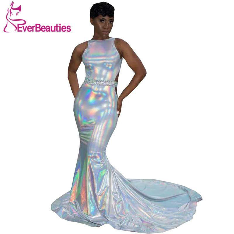 

Длинное вечернее платье-русалка, блестящее вечернее платье с лямкой через шею, для выпускного вечера, 2020