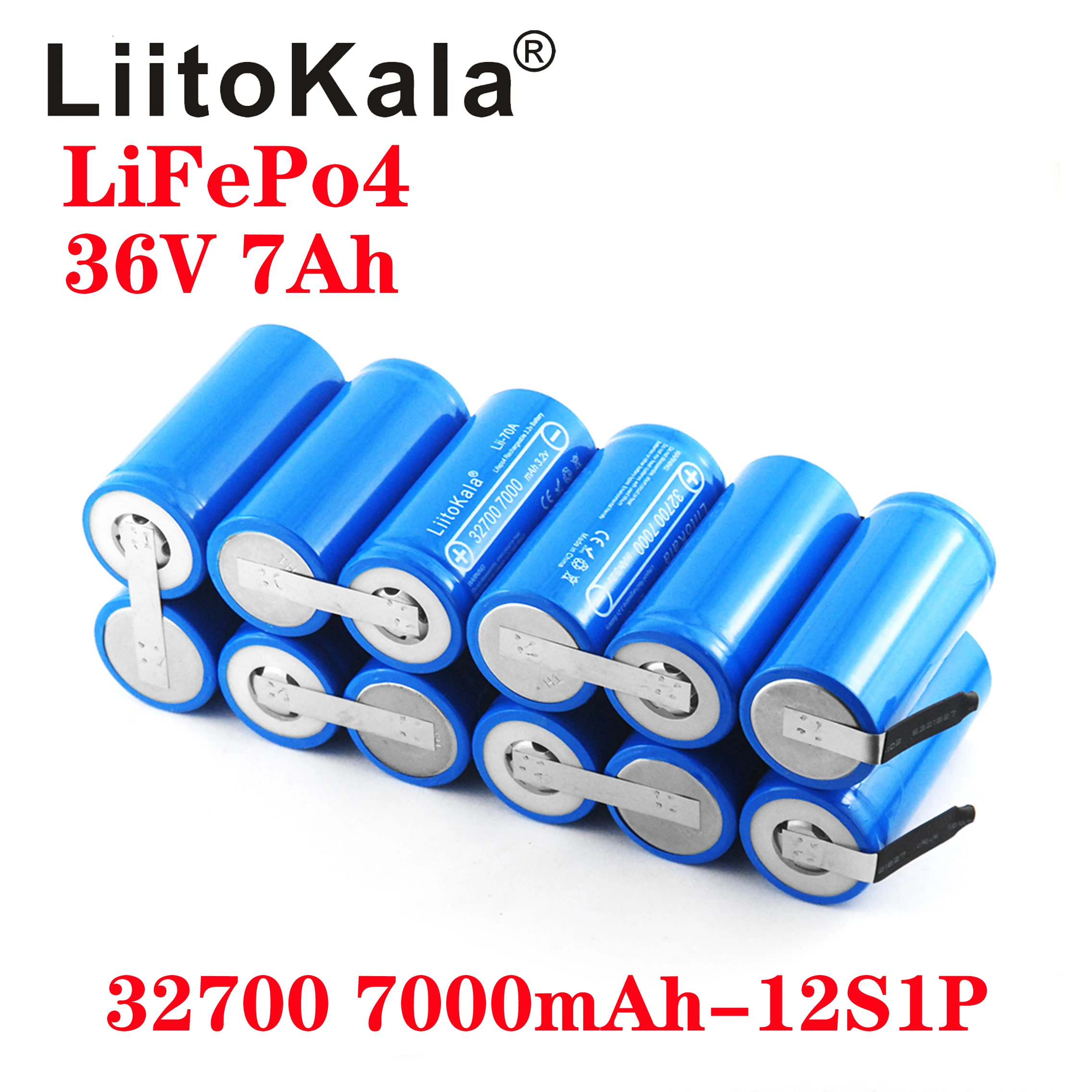 

LiitoKala 12V 24V 36V 7Ah 32700 7000mAh lii-70A LiFePO4 Battery 35A Continuous Discharge Maximum 55A High power battery DIY
