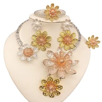 yulaili new silver plated wedding zircon flower choker necklace earrings bracelet ring dubai gold jewelry sets jewellery addict