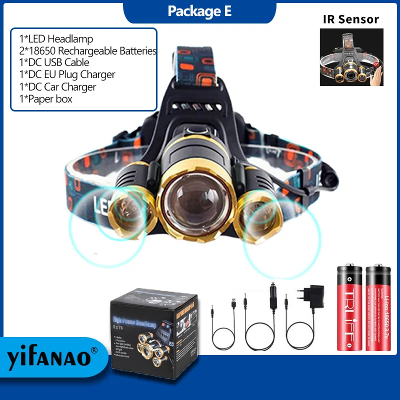 

Налобный фонарь Yifanao 5T6 водонепроницаемый