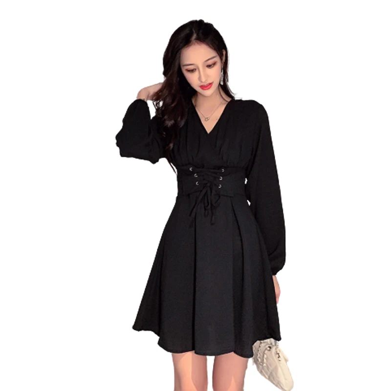 

Spring Dress 2021 New Chiffon Fairy Super Fairy Sen Tie Waist Belt Waist Thin Temperament Skirt A-line Casual Street Style Solid