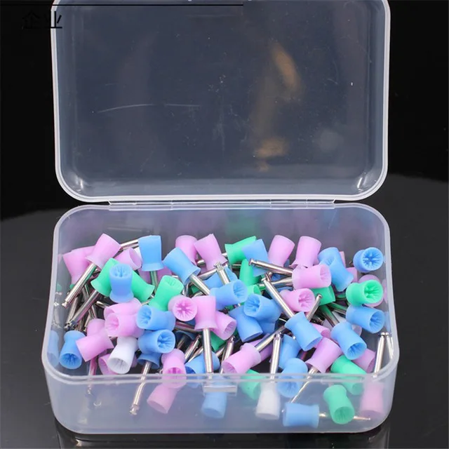 Colorful 100pcs 100 шт Стоматологическая полировальная чашка для полировки зубов цветная резиновая полировальная щетка полировальная чашка для низкоскоростного наконечника Стоматологическая лаборатория - Цвет: Colorful 100pcs