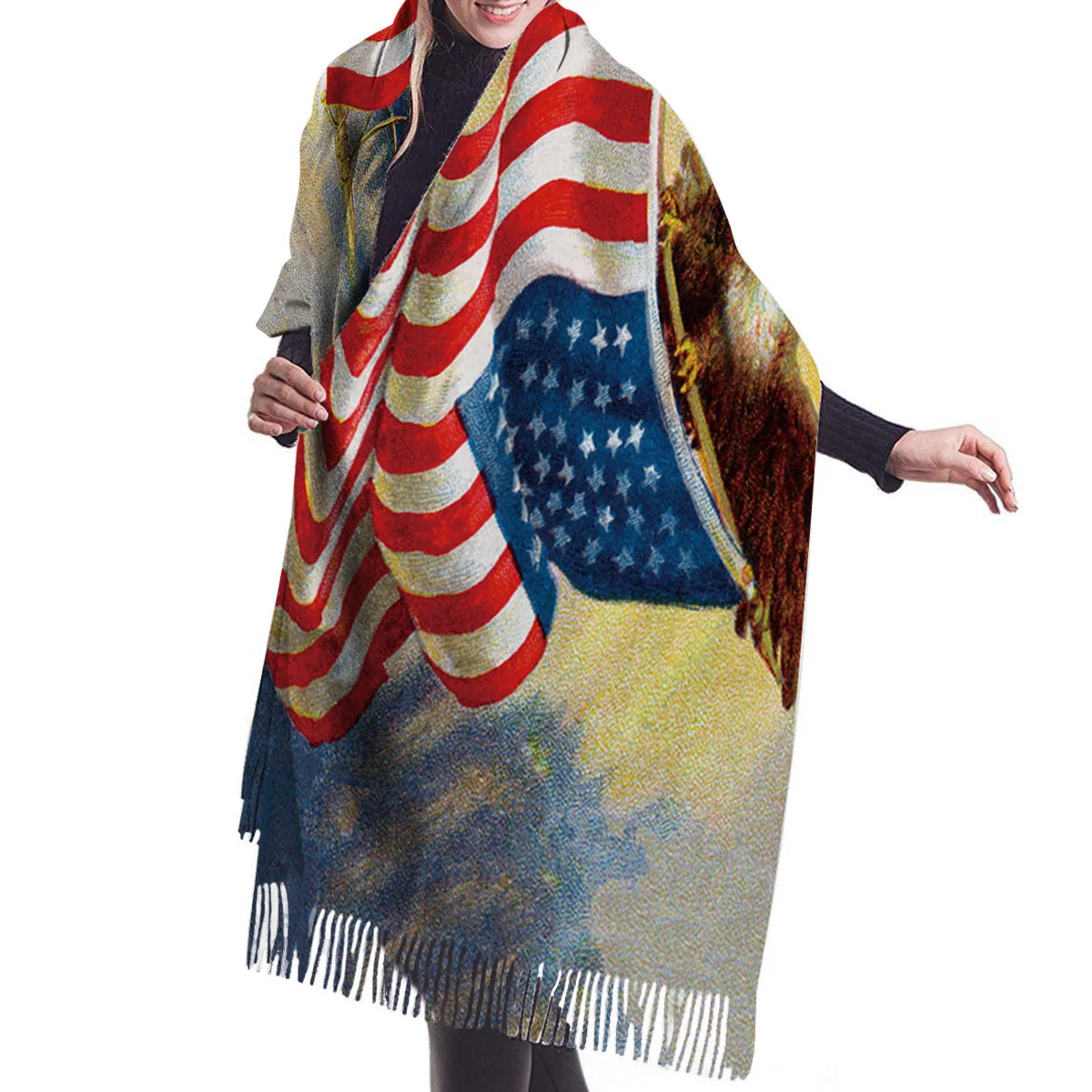 Женский зимний шарф американский флаг Орел мужские кашемировые шарфы для шеи