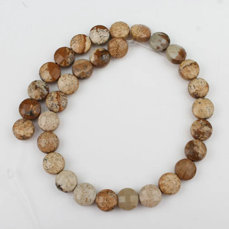 Picture Jasper Граненые натуральный тёмно-красный агат, халцедон Аквамарин плоский круглый камень бусины для самостоятельного изготовления ювелирных изделий браслет Цепочки и ожерелья 7,5 ''6x5 мм - Цвет: Picture Jasper