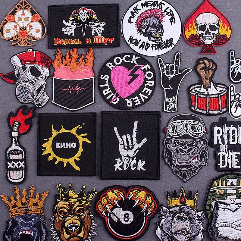 

Punk Rock Patches For Clothing Stickers Band Patch Jacket Stripes Embroidery Patch Hippie Badges On Clothes Applique Accessory