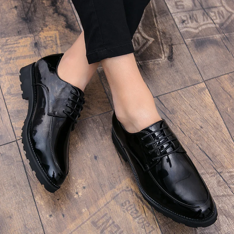 Мужские кожаные туфли оксфорды Модные Классические осенние на шнуровке обувь
