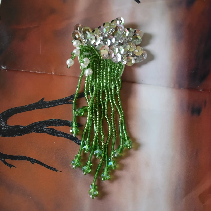 Блестящий цветок кисточкой бисером горный хрусталь патчи для одежды сумки шляпы