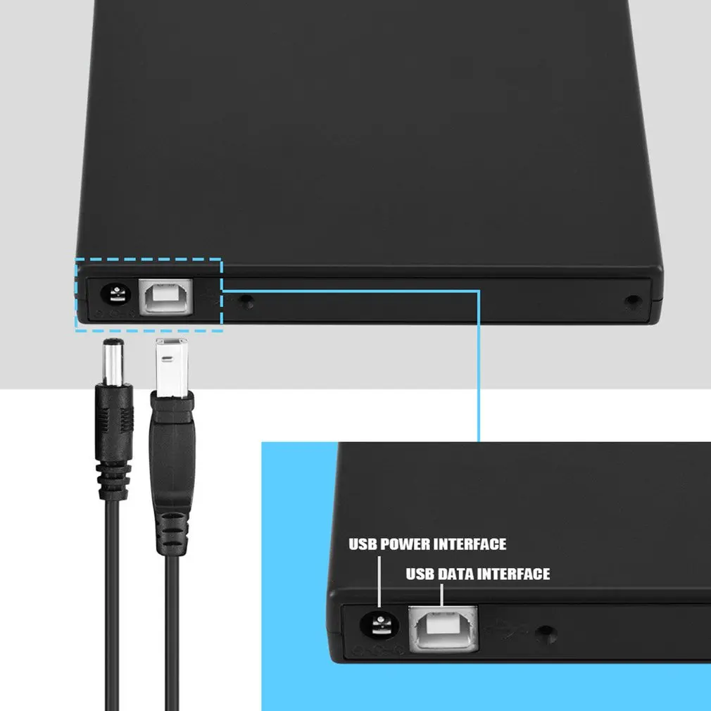 Черный портативный Прочный USB 2 0 Тонкий внешний корпус Корпус для 12 7 мм SATA CD DVD