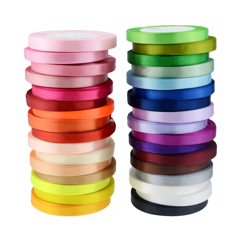 25 ярдов/рулон атласные ленты в рубчик для украшения свадьбы Рождества