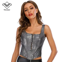 corset and bustiers women short cropped tops sleeveless square neck bodice gothic cowboy camis backless skinny corselet blouse