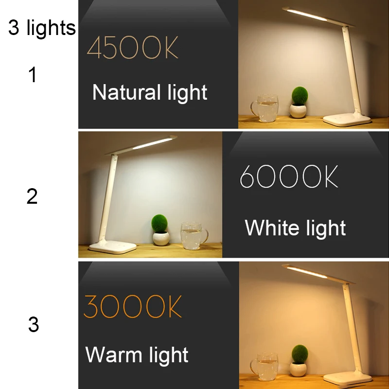 Складная Светодиодная настольная лампа приглушаемый светильник для чтения и с