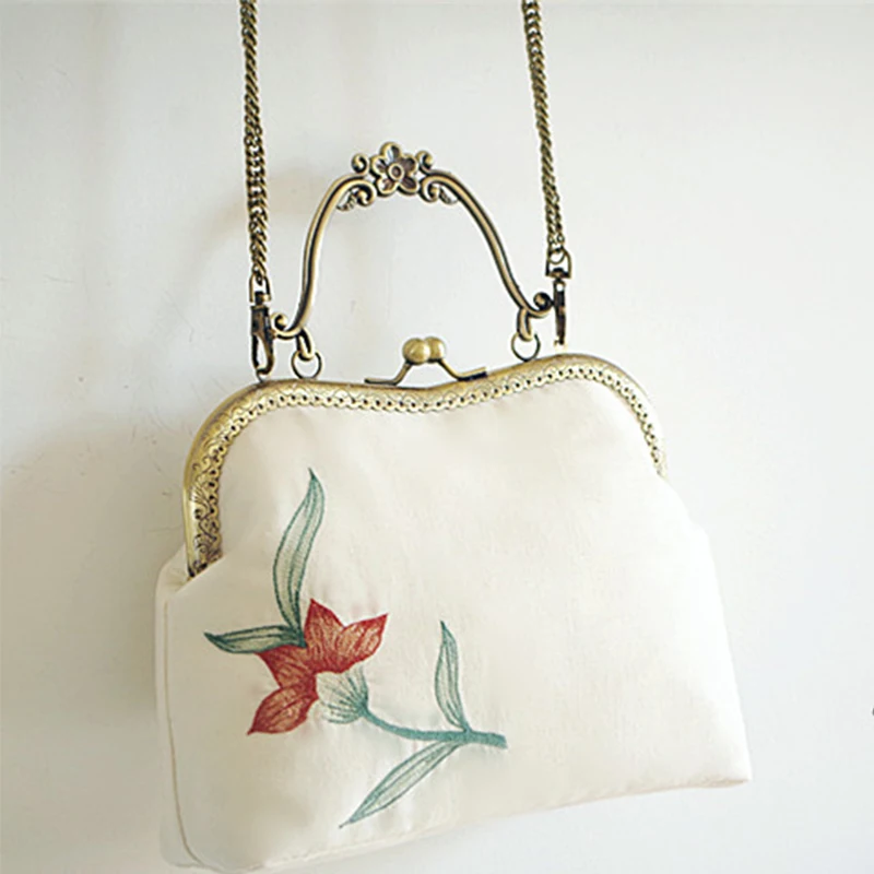 Новинка 2020 оливковая мини-сумка в стиле мори с ротом и металлической рамкой