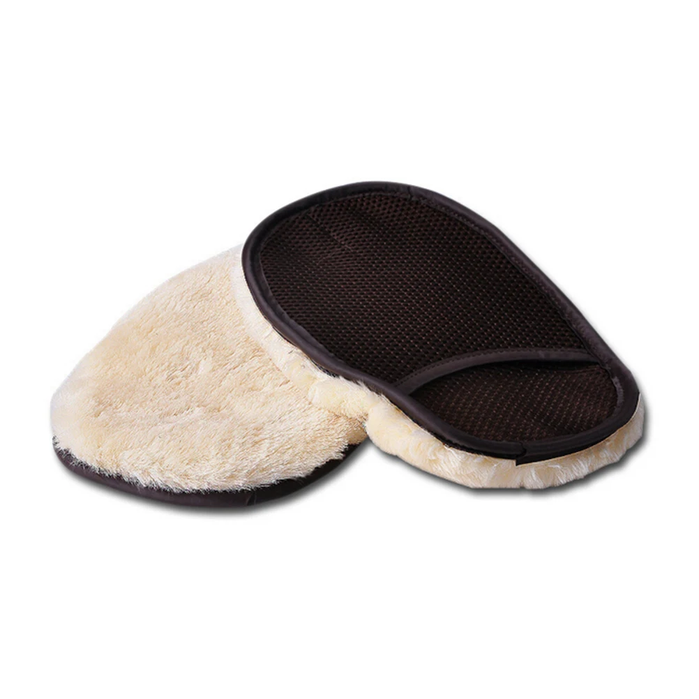 

JETTING Car Window Cleaning Cloth Wool Glove Wash Cleaning Supplies for Car Accessories Microfiber Car Wash Beige Color