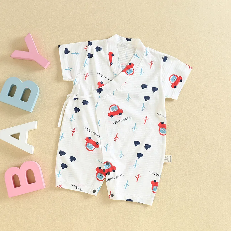 

0-9m New Summer Cool Kimonos Baby Boys Girls Clothes Newborn Baby Romper Cotton Sleepwaer Playwear Cute Belt Kimono Clothing