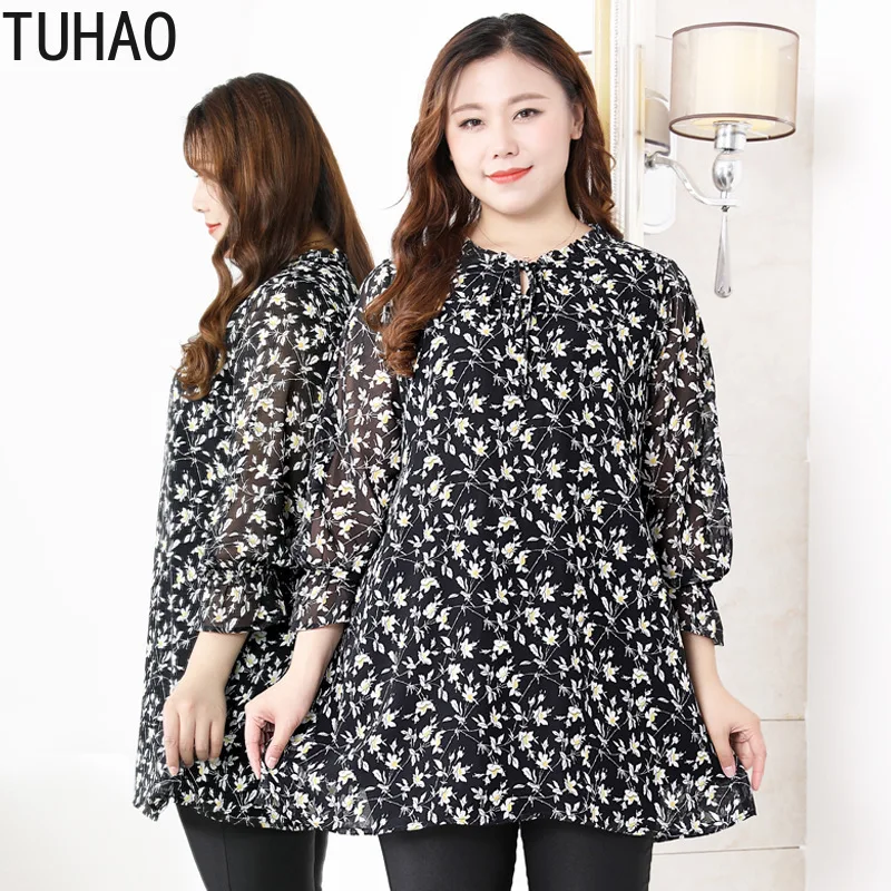 TUHAO женские элегантные шифоновые блузки для мамы размера плюс Топы 10XL 9XL 8XL 7XL 6XL