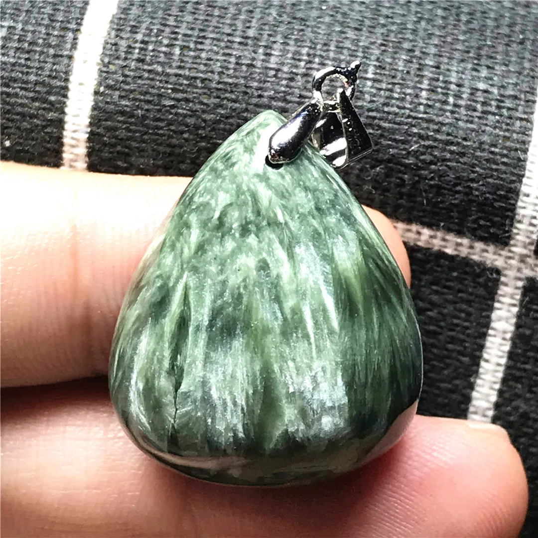 Ожерелье с подвеской из натурального зеленого серафинита для женщин и мужчин