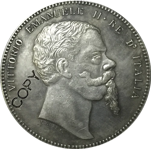1861 Италия 5 лир монеты КОПИЯ 37 мм|coin copy|coin coinscoin italy |