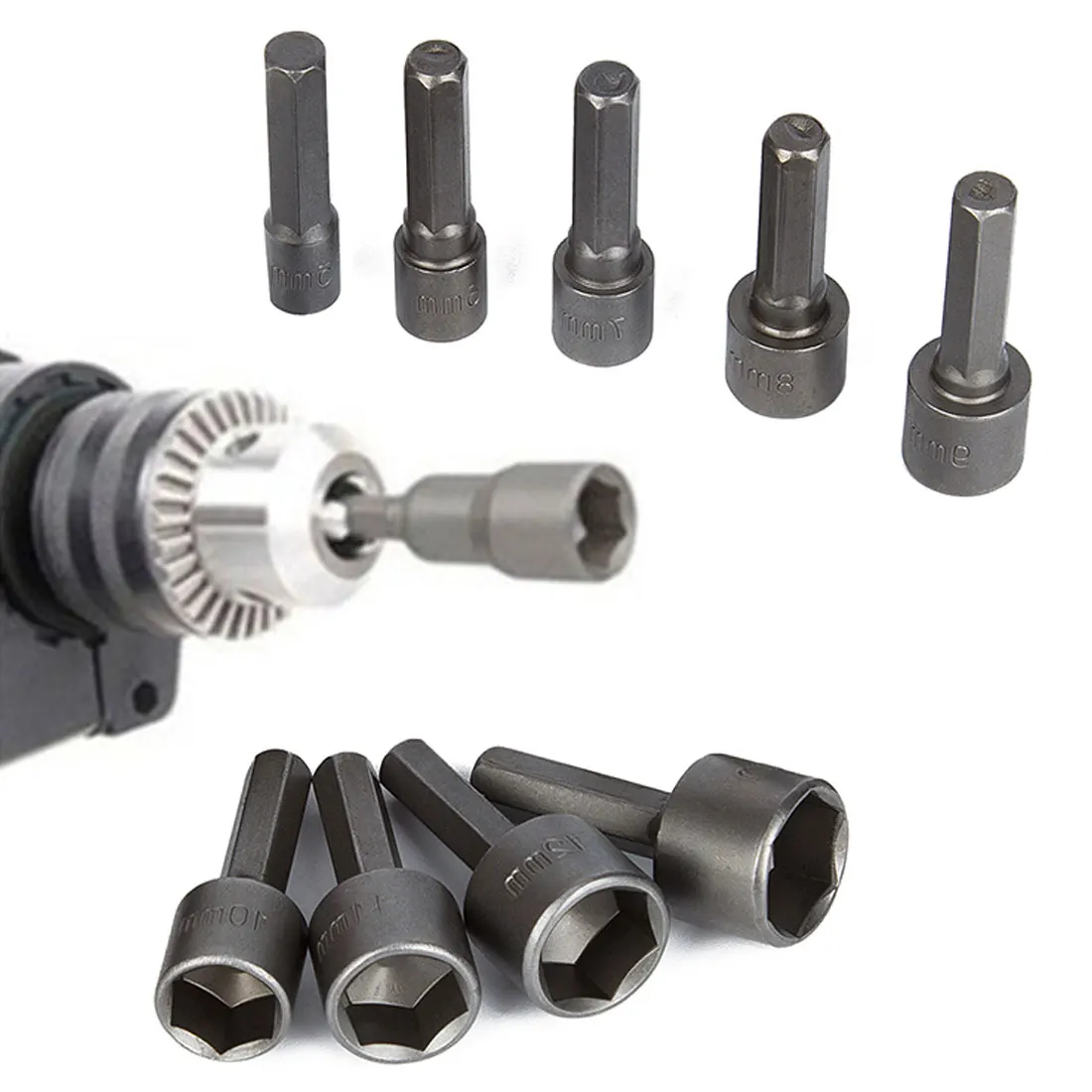 

9pcs/set Screwdriver Wrench Bits Sets for Electric Tools Screwdriver Sets 5mm-13mm Hex Socket Sleeve Nozzles Nut Driver Set