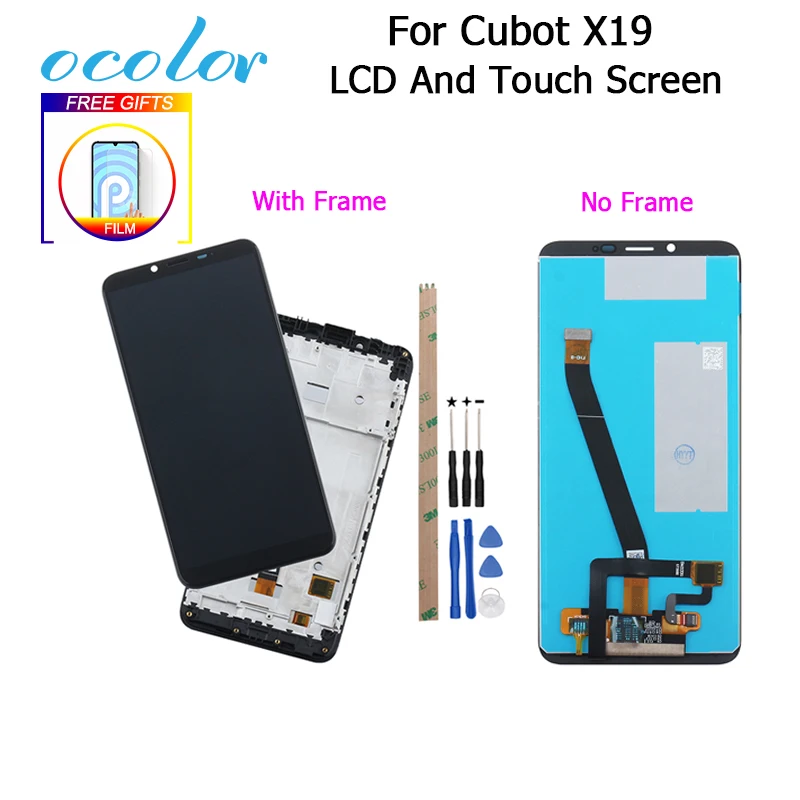 Ocolor для Cubot X19 ЖК-дисплей+ сенсорный экран дигитайзер с рамкой+ пленка для замены с инструментами+ клей для телефона Cubot X19