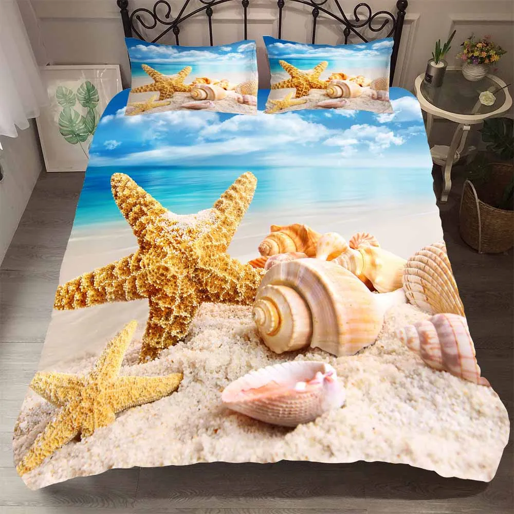Комплект постельного белья с 3D-принтом морской звезды | Дом и сад
