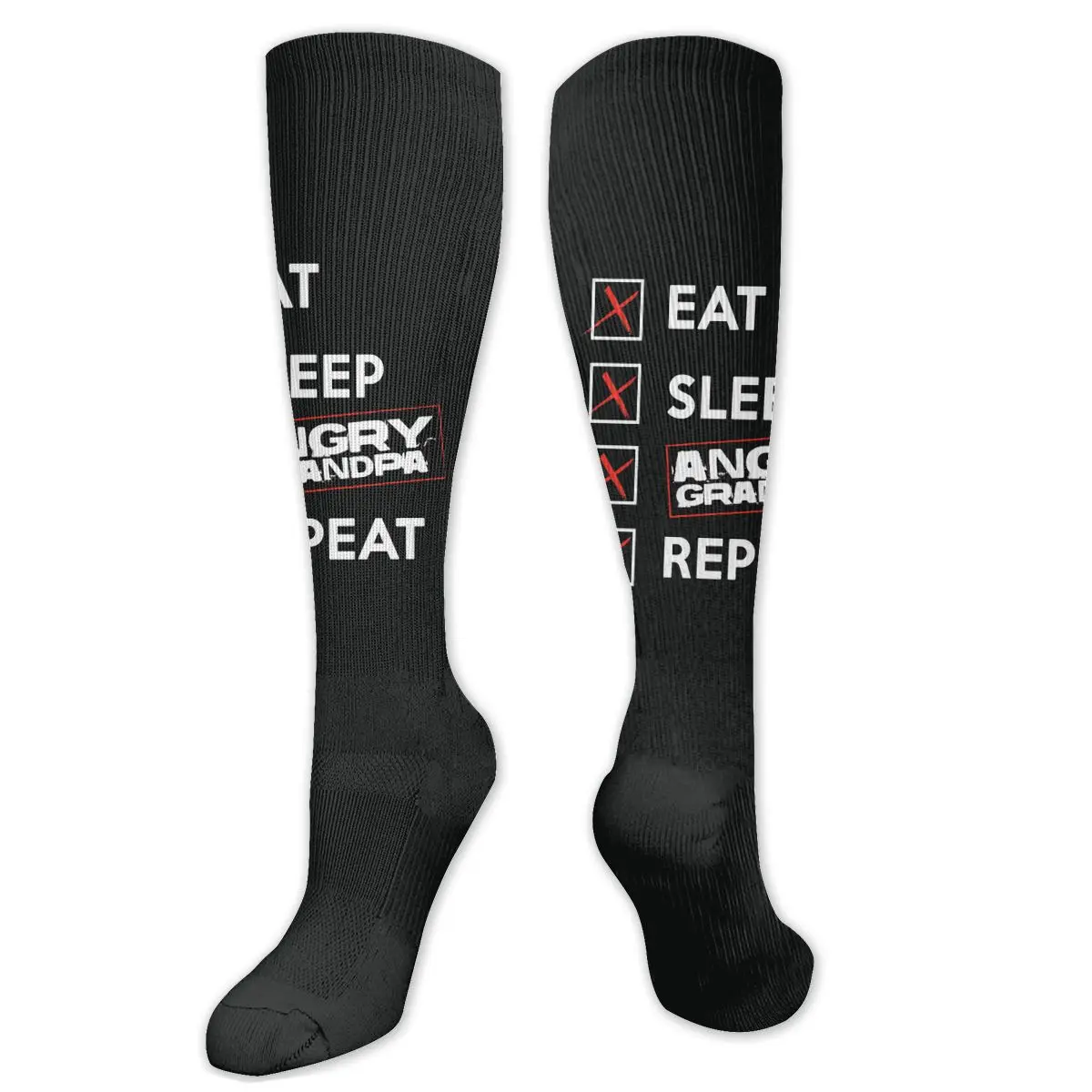 

Eat Sleep Angry Grandpa Repeat Compression Socks For Women Men Plus Size Wide Calf For Nurses Running Athletic