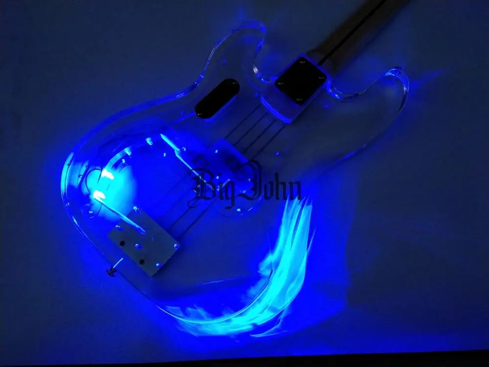 Новинка 4 струны электрическая бас-гитара корпус из акрилового стекла