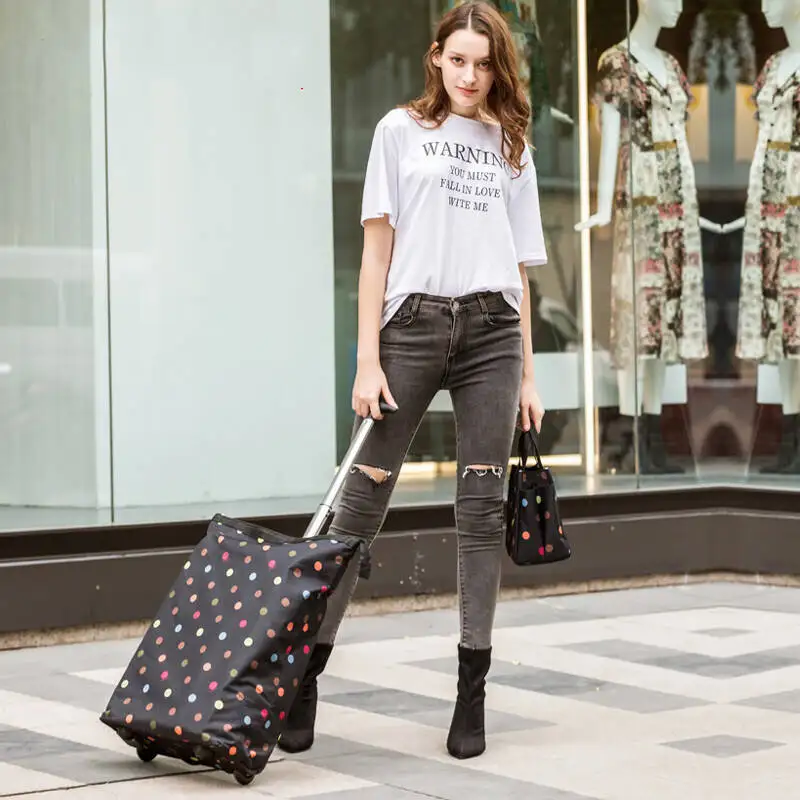 Модная корзина для покупок переносная тролли из ткани Оксфорд трехпозиционная