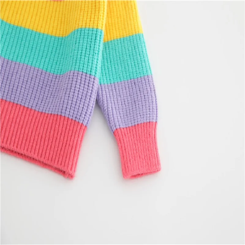 

2020 New Toddler baby girl Sweater Autumn winter Rainbow Striped knitted kids sweaters fashion warm soft Infant Girls Clothing