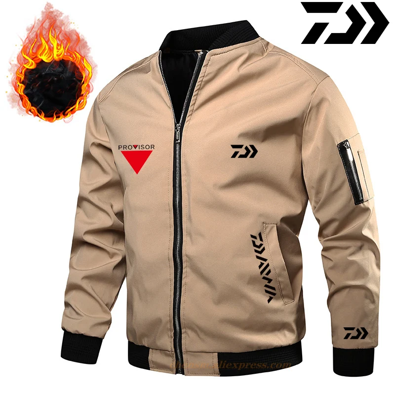 

DAIWA Jackets and Coats Men Thicke Bomber Jacket Winter Autumn 2021 New Fashion Warm Fishing Outdoors Clothes Casual Streetwear