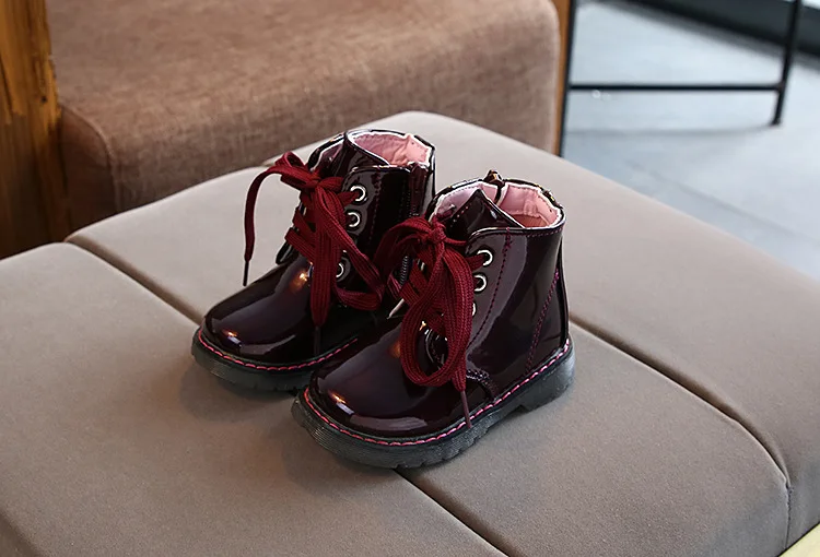 JUSTSL Autumn Winter Children's Martin Boots Girls Boys Short Boots Baby Kids Plus Velvet Waterproof Cotton Shoes