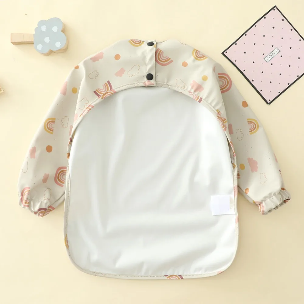 

Baby Kids Toddler Long Sleeve Scarf Waterproof Art Smock Feeding Bib Apron Pocket Infant Boys Girls Burp Cloth Bibs Drooling