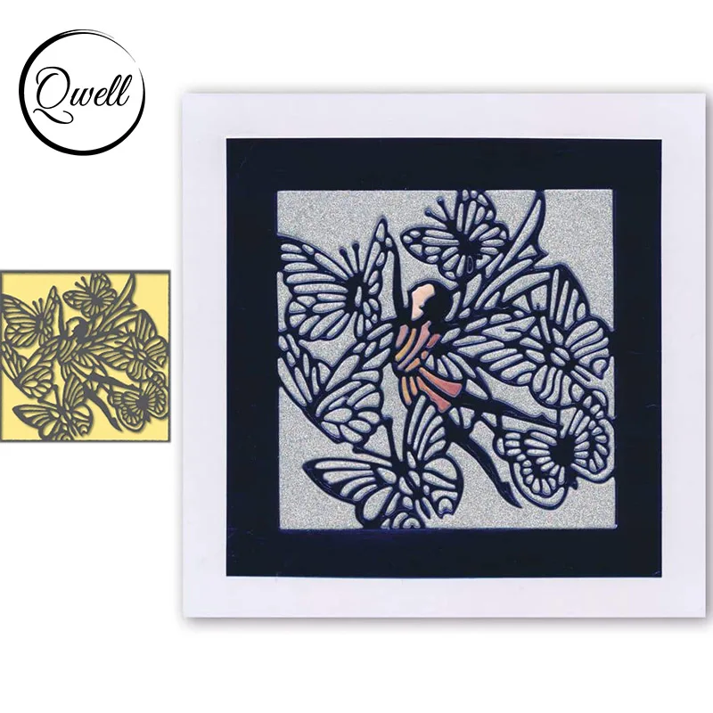 QWELL Elve фоновые металлические штампы для скрапбукинга и изготовления карт