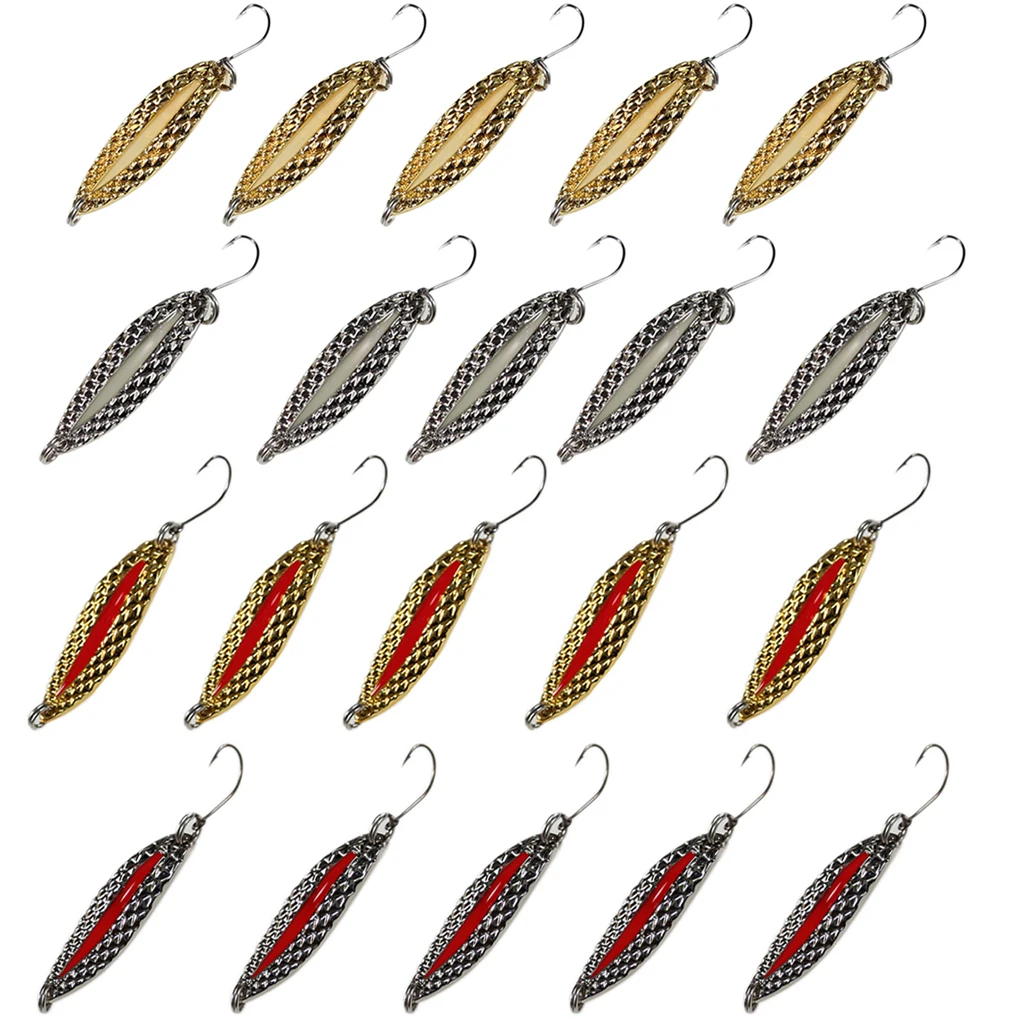 

10pcs Fishing Baits Metal Spinner Spoon Fishing Lures 2.5g 3.5g Red/Luminous