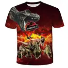 Модная футболка с динозавром, футболка с 3D принтом, одежда для мальчиков, топы в стиле Харадзюку, Детская футболка для автономного парка Юрского периода, детская одежда, топы