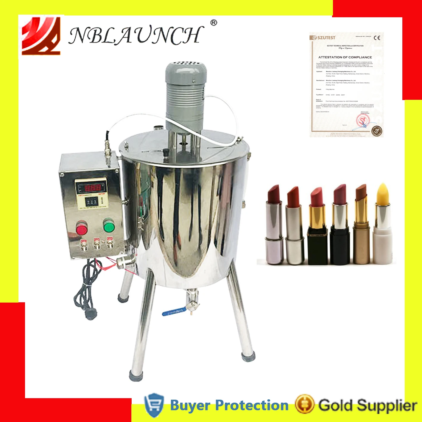 

Lipstick Filling Machine Heating And Stirring Lipstick Filler Gesline Wax Crayon Soap Making Machine Heater Mixer Hopper 15-30L