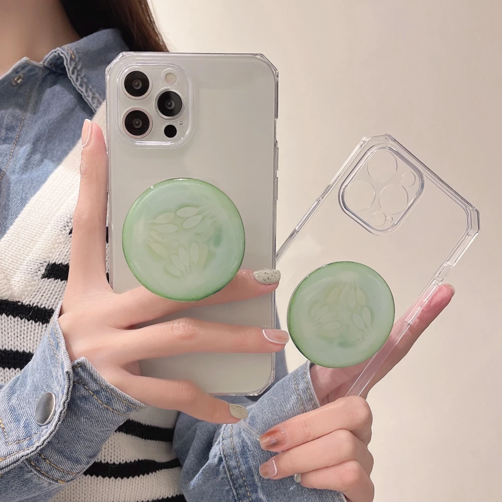 

Transparent 3D Cucumber Facial Mask Holder Phone Case For iPhone 12 13 11 Pro Max X Xr Xs 7 8 Plus Bracket Soft Silicone Cover