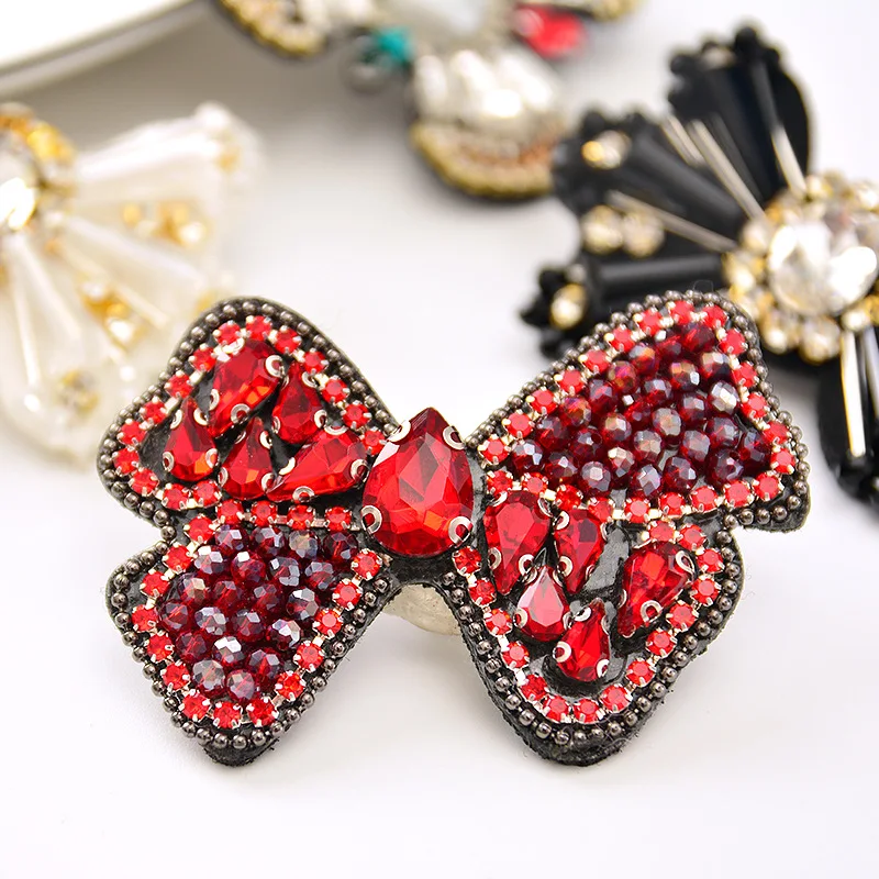 Модные 3d-аппликации Стразы с бусинами и кристаллами дизайнерские нашивки бантом