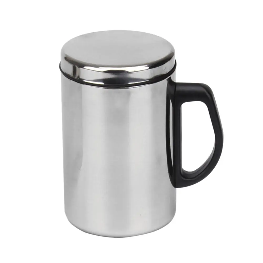 Портативная чашка из нержавеющей стали 500 мл с двойной стенкой и крышкой ручкой