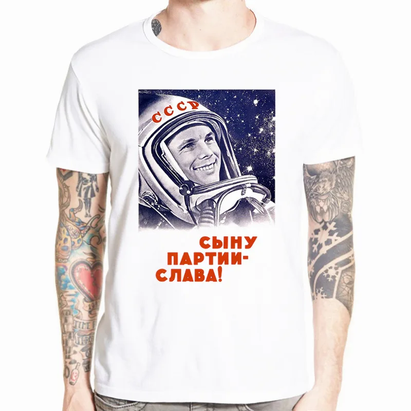 CCCP футболка Гагарина дизайн новая мужская футболка с коротким рукавом летняя крутая мужская одежда с круглым вырезом HCP875 - Цвет: HCP4473K