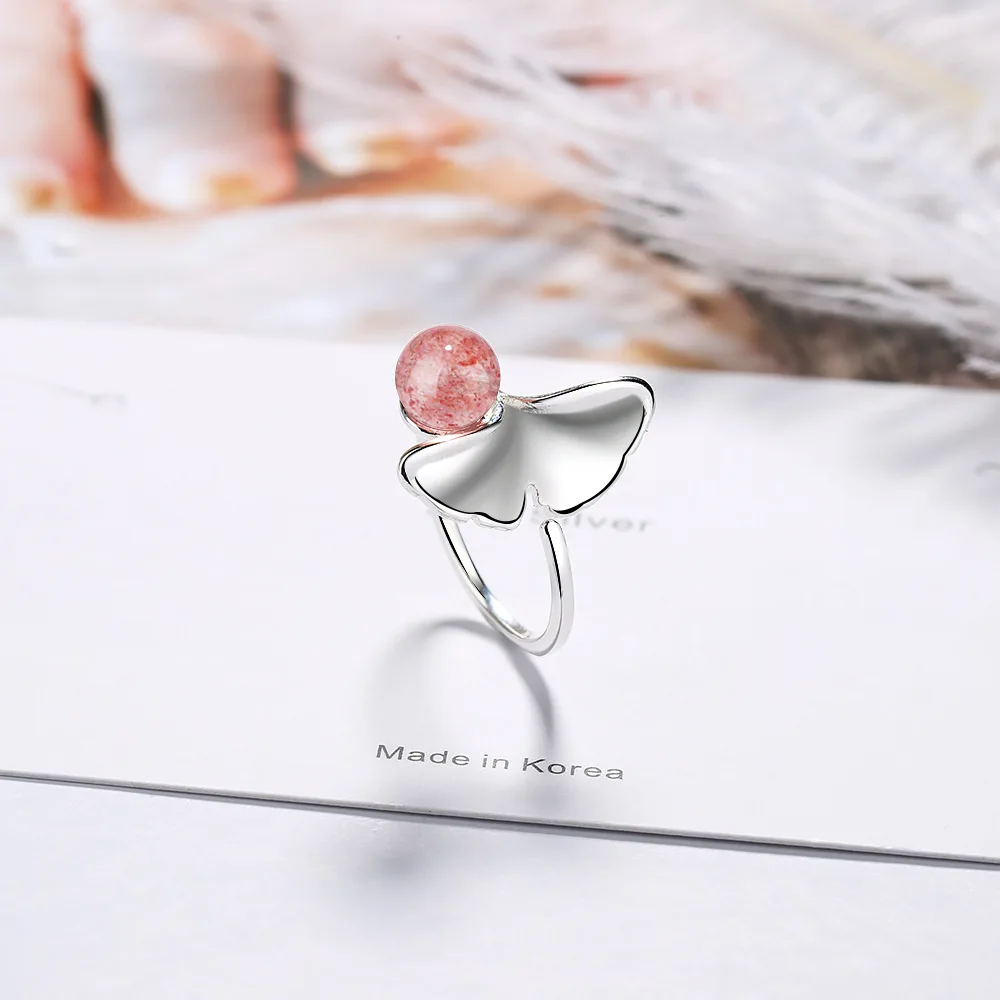 Женское кольцо MEETSOFT с серебряным покрытием простое регулируемое клубничным