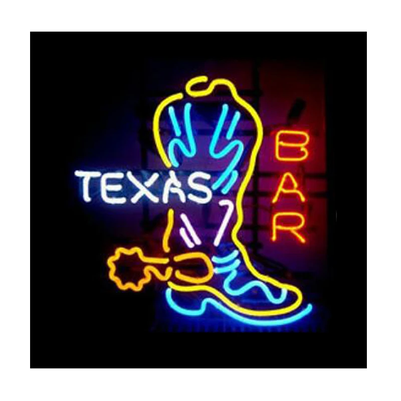 

TEXAS BAR Boot Custom Handmade Real Glass Tube Store Beer Drinks KTV Motel Advertise Gift Decoration Display Neon Sign 20"X 24"