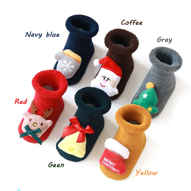 

6 Styles Christmas Doll Baby Socks Newborn Keep Warm Elk Kids Socks Infant Toddler Non-Slip Christmas Socks For 0-3 years old