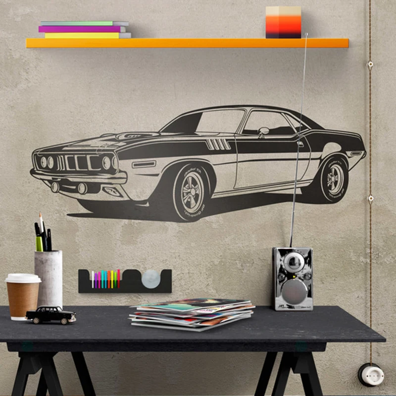 Large Mustang Muscle Car For Ford Wall Sticker Racing Sport Car Vehicle Auto Wall Decal Bedroom Kids Room Vinyl Home Decor