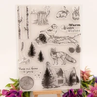 1pc winter animals transparent clear silicone stamp seal cutting diy scrapbook rubber coloring embossing diary decor reusable
