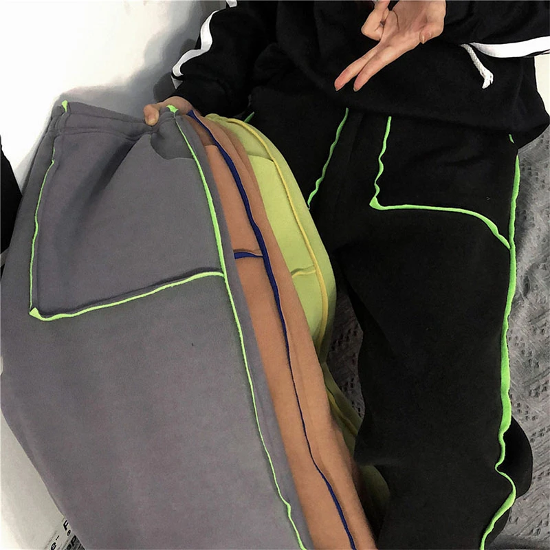 

2021 New Autumn Winter Pants women's Korean hit color loose casual straight-leg pants plus velvet wide-leg pants trousers tide